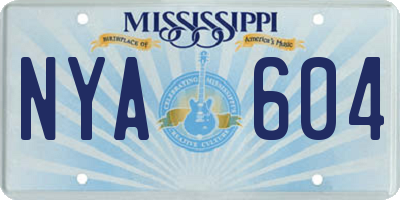 MS license plate NYA604