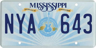 MS license plate NYA643