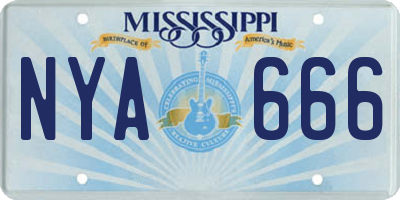 MS license plate NYA666
