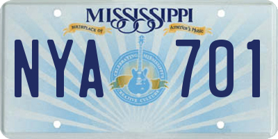 MS license plate NYA701