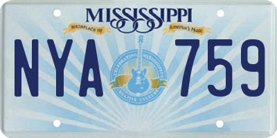 MS license plate NYA759