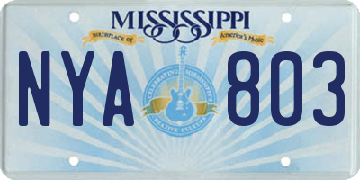 MS license plate NYA803