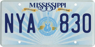 MS license plate NYA830