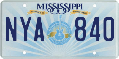 MS license plate NYA840