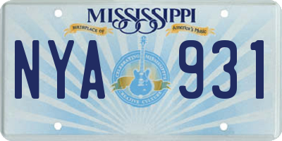 MS license plate NYA931