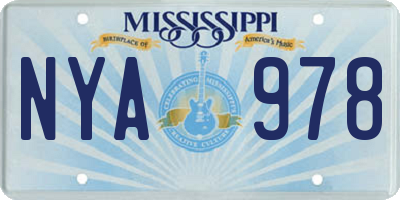 MS license plate NYA978
