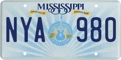 MS license plate NYA980