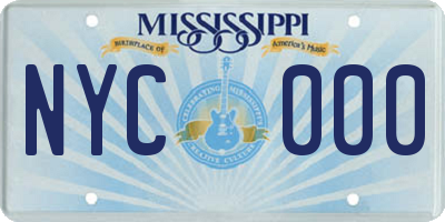 MS license plate NYC000