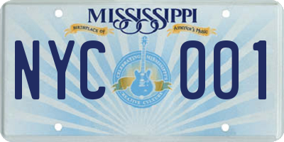 MS license plate NYC001