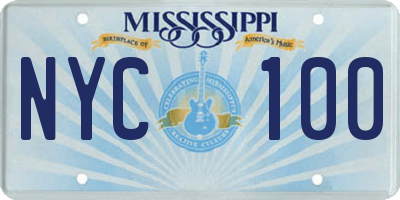 MS license plate NYC100