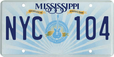 MS license plate NYC104