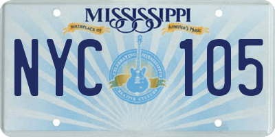 MS license plate NYC105