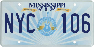 MS license plate NYC106