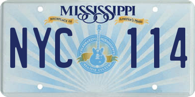 MS license plate NYC114