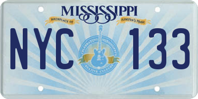 MS license plate NYC133