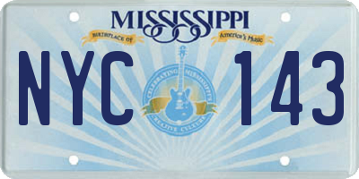 MS license plate NYC143