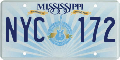 MS license plate NYC172
