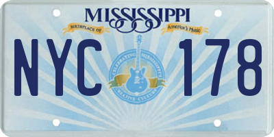 MS license plate NYC178