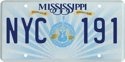 MS license plate NYC191