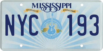 MS license plate NYC193