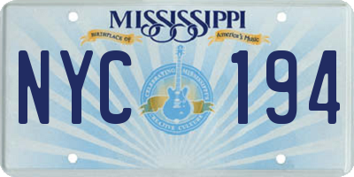 MS license plate NYC194