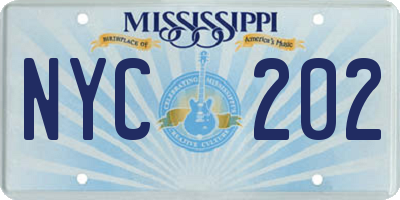 MS license plate NYC202