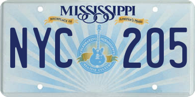 MS license plate NYC205