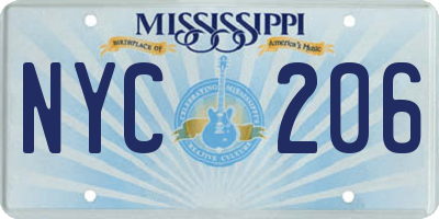 MS license plate NYC206