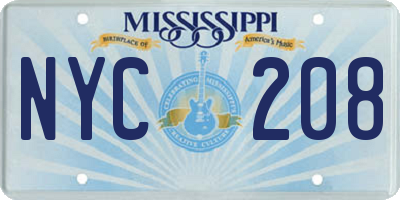 MS license plate NYC208