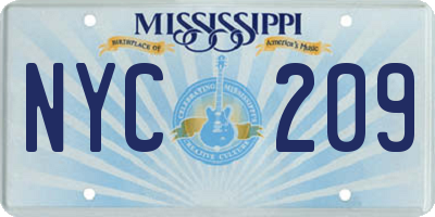 MS license plate NYC209
