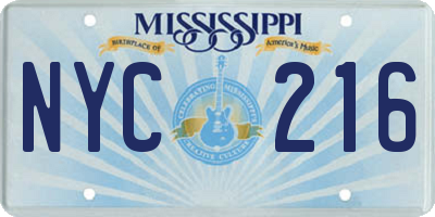 MS license plate NYC216