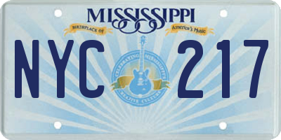 MS license plate NYC217