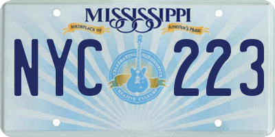 MS license plate NYC223