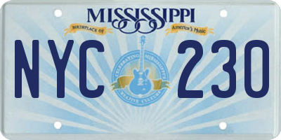 MS license plate NYC230