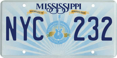 MS license plate NYC232