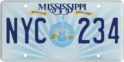 MS license plate NYC234