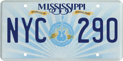 MS license plate NYC290