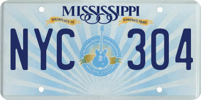 MS license plate NYC304