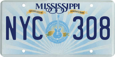 MS license plate NYC308