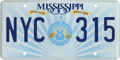 MS license plate NYC315