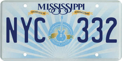 MS license plate NYC332