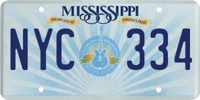 MS license plate NYC334