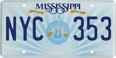 MS license plate NYC353