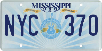 MS license plate NYC370