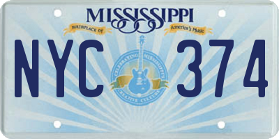MS license plate NYC374