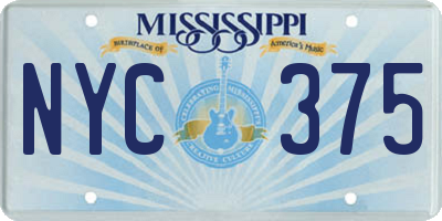 MS license plate NYC375