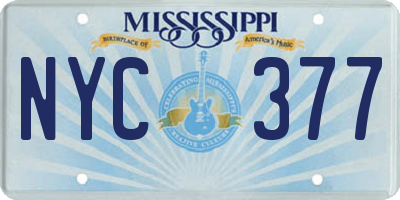 MS license plate NYC377