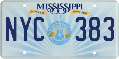 MS license plate NYC383