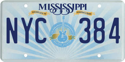 MS license plate NYC384