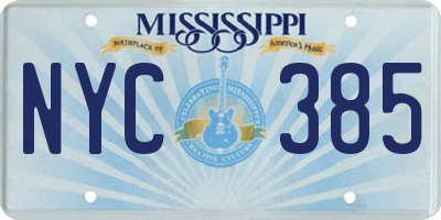 MS license plate NYC385